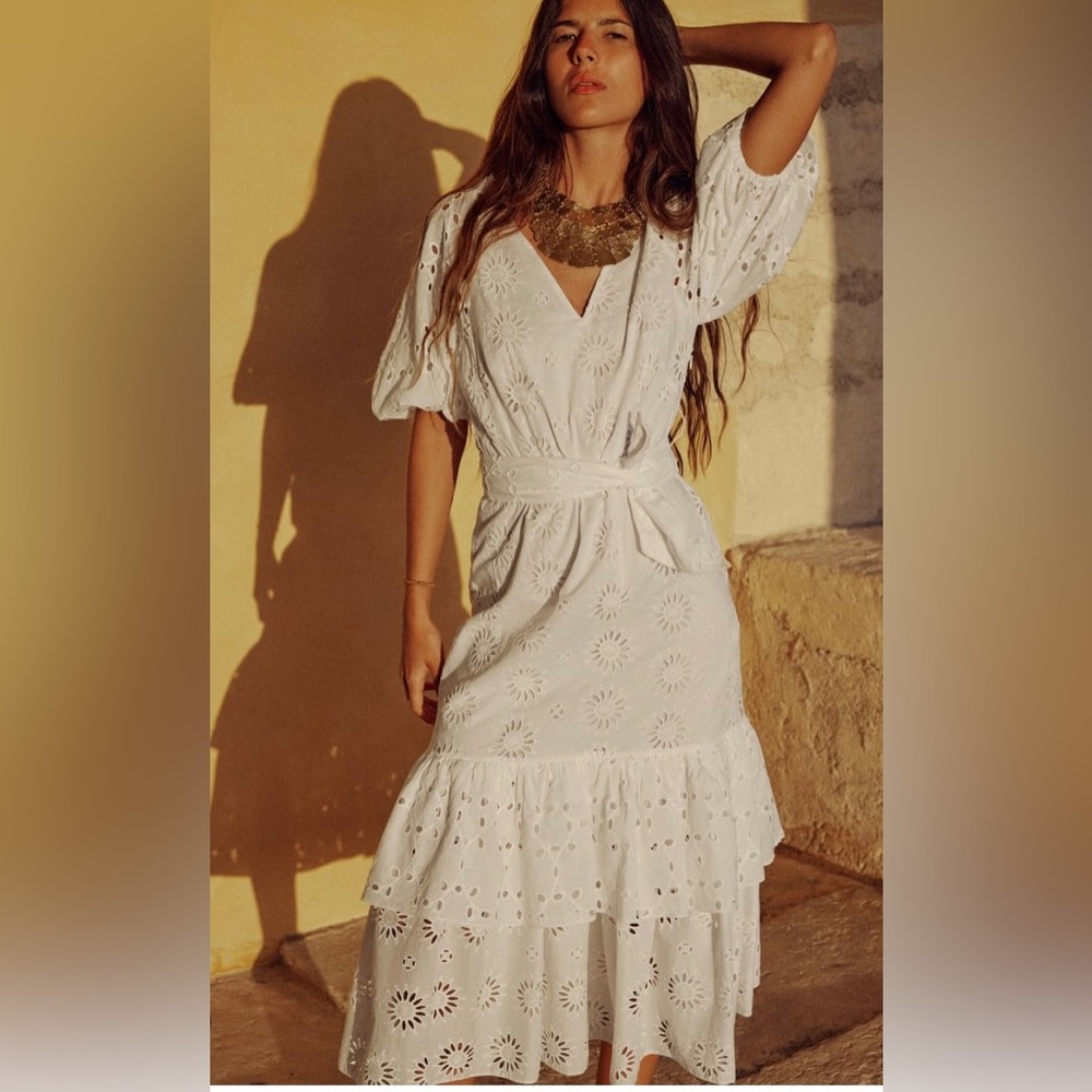 Zara belted embroidered dress